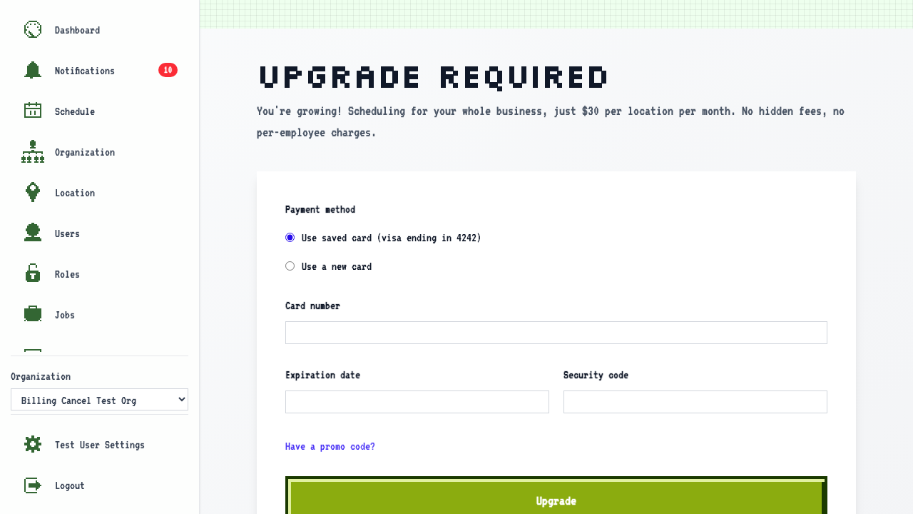 Selecting the saved card to restore subscription